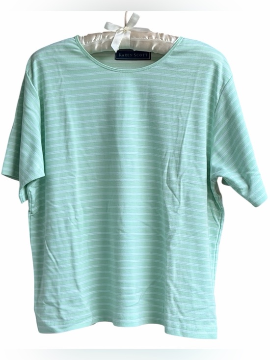 Karen Scott Tops - Karen Scott Mint Striped Tee Size XL